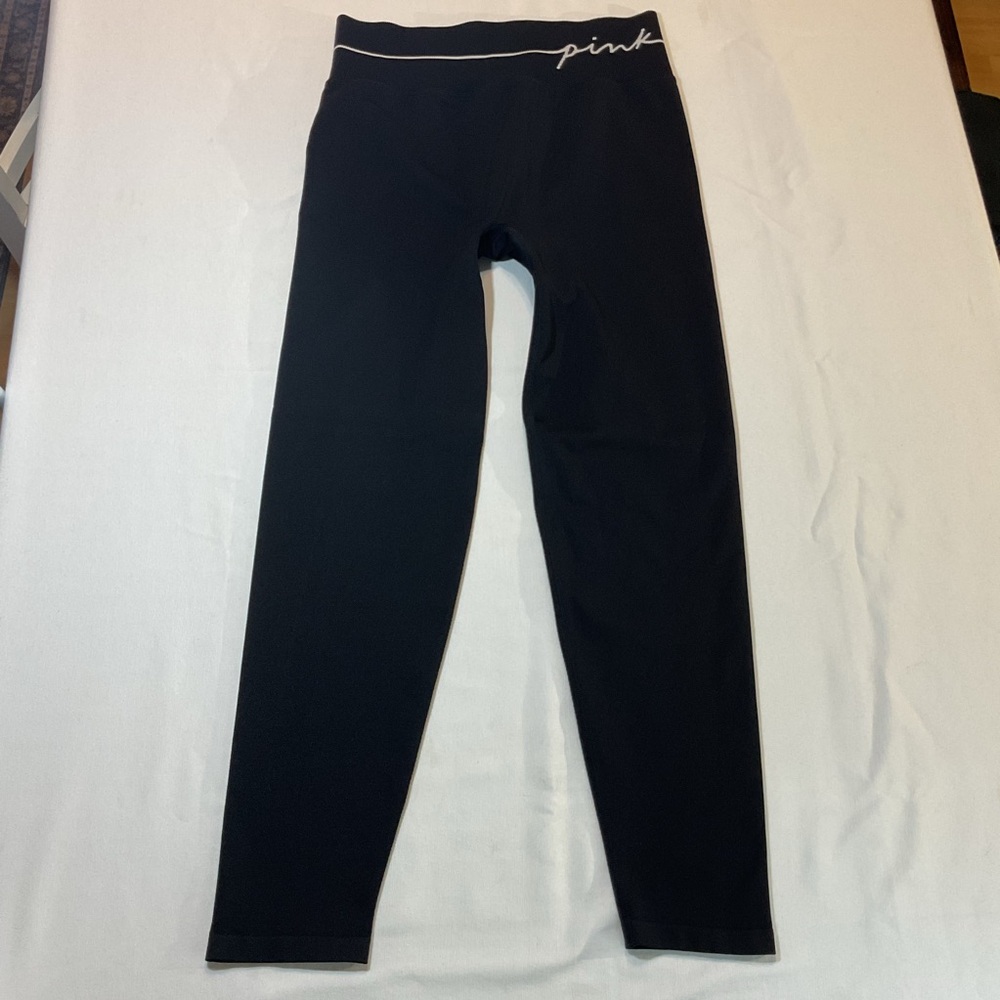 Pink by Victoria's Secret Active Black Pants Size L Regular Straight Loose‎ Leg